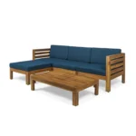 Outdoor Wooden Slatted Sofa Set - Image 6