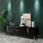 Berklin Black Wood Rectangle TV Stand - Image 4