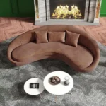 Velvet Curved Sofa - Image 7