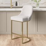 Beige Boucle Kitchen Stool