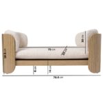 Beige Fabric Pet Bed with Oak Ribbed Sides - Image 9