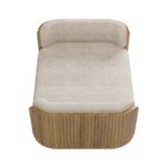 Beige Fabric Pet Bed with Oak Ribbed Sides - Image 2