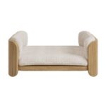 Beige Fabric Pet Bed with Oak Ribbed Sides