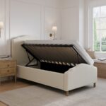 Beige Single Side-Lift Ottoman Storage Bed with Legs - Image 8