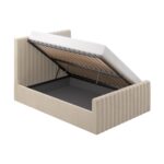 Beige Velvet Double Side-Lift Ottoman Bed - Image 5