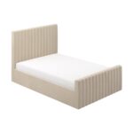 Beige Velvet Double Side-Lift Ottoman Bed - Image 6