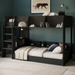 Black Bunk Bed with Storage Shelves - Image 7