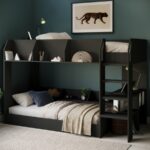 Black Bunk Bed with Storage Shelves - Image 2