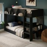 Black Bunk Bed with Storage Shelves - Image 5
