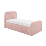 BreezeBud Velvet Single Bed with Trundle and Curved Headboard - Image 7