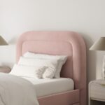 BreezeBud Velvet Single Bed with Trundle and Curved Headboard - Image 3