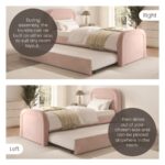 BreezeBud Velvet Single Bed with Trundle and Curved Headboard - Image 4