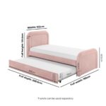 BreezeBud Velvet Single Bed with Trundle and Curved Headboard - Image 8