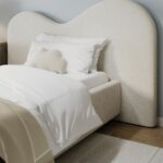 Cream Single Ottoman Bed with Curved Headboard - Image 2