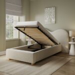 Cream Single Ottoman Bed with Curved Headboard - Image 3