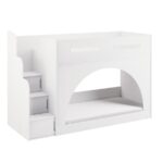 Melody White Bunk Bed with Stairs and Storage - Image 6