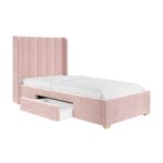 Pink Velvet Single Bed with Storage Drawer - Image 8