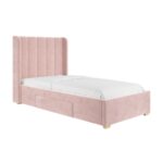 Pink Velvet Single Bed with Storage Drawer - Image 9