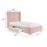 Pink Velvet Single Bed with Storage Drawer - Image 10