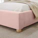 Pink Velvet Single Ottoman Bed - Image 5