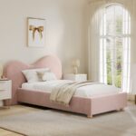 Pink Velvet Single Ottoman Bed