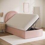 Pink Velvet Single Side-Lift Ottoman Bed - Image 3