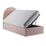 Pink Velvet Single Side-Lift Ottoman Bed - Image 5