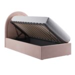 Pink Velvet Single Side-Lift Ottoman Bed - Image 6