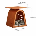 With its sculptural arched silhouette and warm brown-orange tone, this multifunctional pet-friendly nightstand brings a soft, modern presence to the room. The saddle leather-finished top feels refined and inviting, while the open base creates a cozy nook that can double as a sheltered spot for a pet or an airy storage space