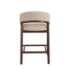 Walnut & Beige Curved Stool with Back - Image 4