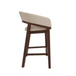 Walnut & Beige Curved Stool with Back - Image 5