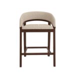 Walnut & Beige Curved Stool with Back - Image 6