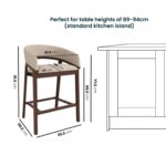 Walnut & Beige Curved Stool with Back - Image 7