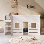White Mid Sleeper Cabin Bed with Den