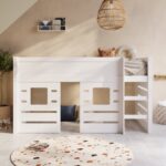 White Mid Sleeper Cabin Bed with Den - Image 2