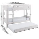 White Scalloped Triple Sleeper Bunk Bed with Trundle - Image 9