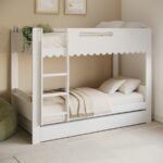 White Scalloped Triple Sleeper Bunk Bed with Trundle - Image 5