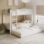 White Scalloped Triple Sleeper Bunk Bed with Trundle - Image 2