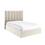 Winged Headboard Cream Velvet Small Double Ottoman Bed - Image 5