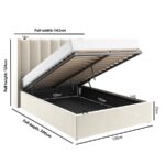 Winged Headboard Cream Velvet Small Double Ottoman Bed - Image 6