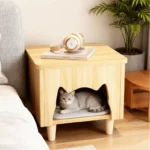 Cat‑Nap Solid Wood Cat Ottoman Side Table