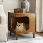 Vintage Pet Friendly Wood Side Table & Nightstand