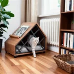 Walnut A-Frame Cat House Side Table - Image 2