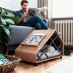 Walnut A-Frame Cat House Side Table