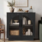 Arden Arch Glass Sideboard in gray finish