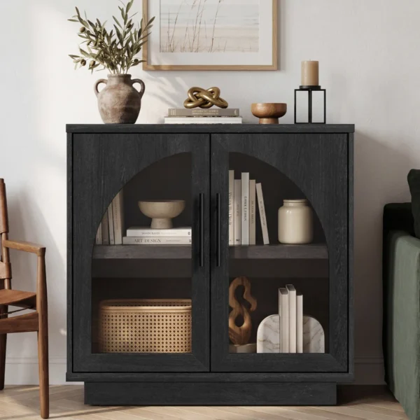 Arden Arch Glass Sideboard in gray finish