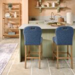 Blue Chenille Fabric Counter Stool - Image 8