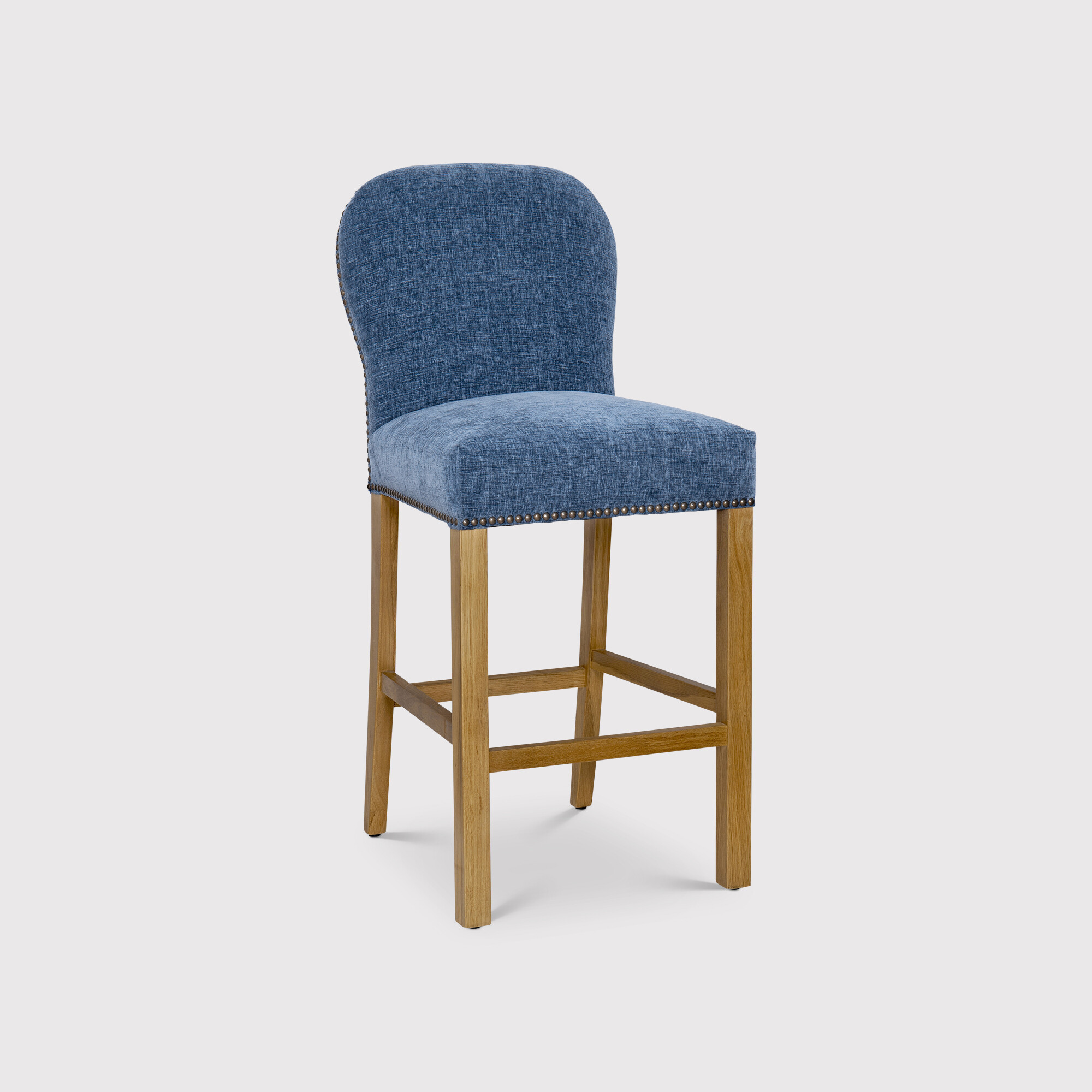 Blue Chenille Fabric Counter Stool (8) Blue Chenille Fabric Counter Stool - Image 1