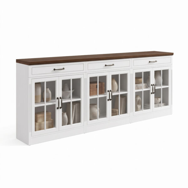 Elowen White Glass Door Sideboard Cabinet