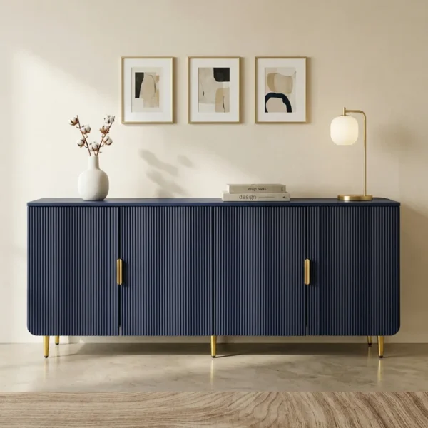 Fluted TV Cabinet with hidden storage